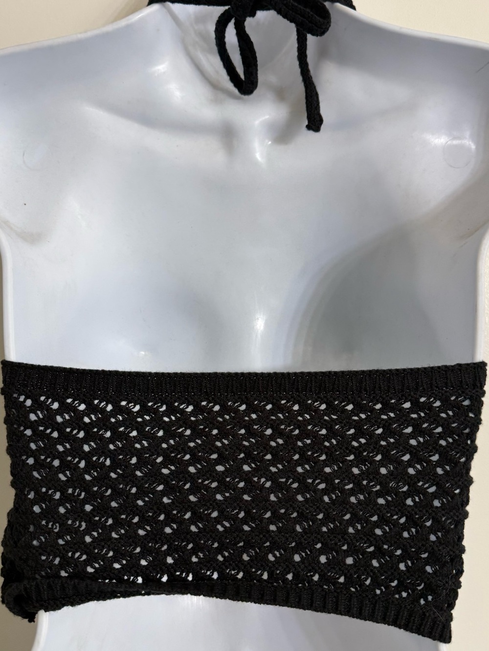 SHEIN Black Crochet Halter Crop Top small - Picture 2 of 5